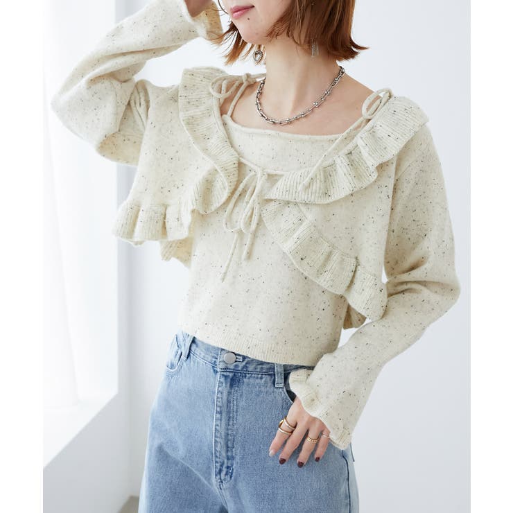 ネップキャミセットフリルカーディガン[品番：CTYW0004576]｜MAJESTIC