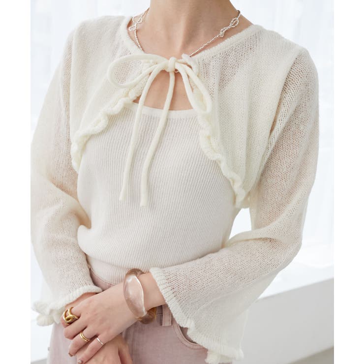 アイボリー | デコルテオープンメッシュニット | MAJESTIC LEGON 