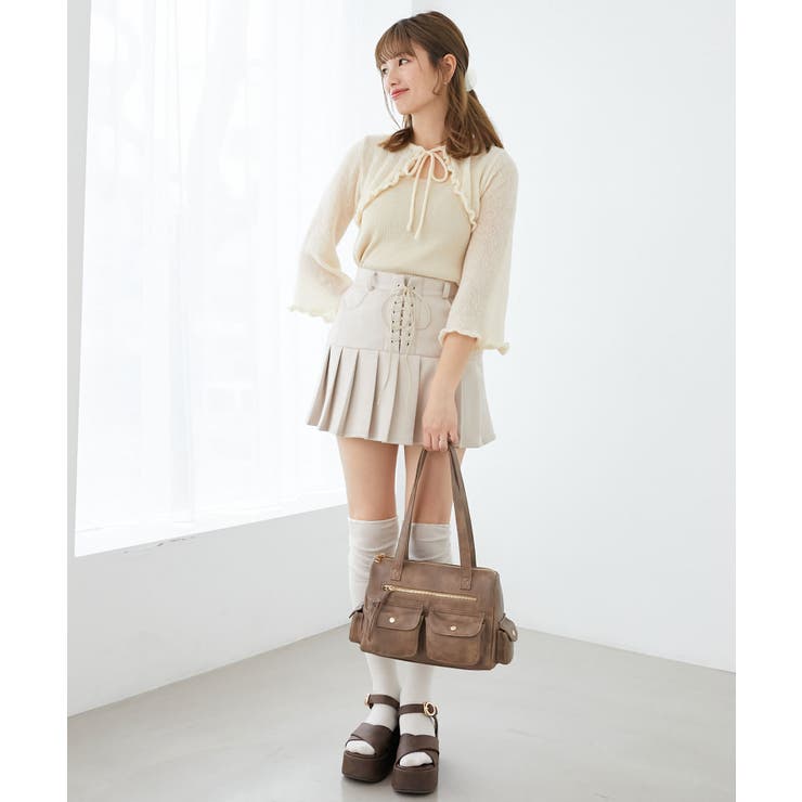 イエロー | デコルテオープンメッシュニット | MAJESTIC LEGON 