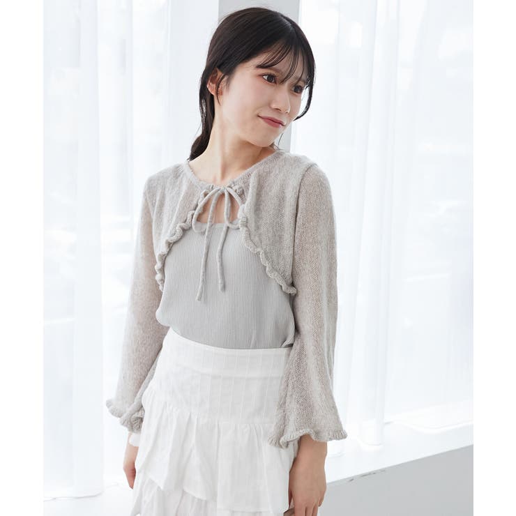 グレー | デコルテオープンメッシュニット | MAJESTIC LEGON 