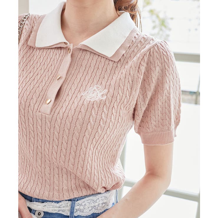 ✨近年 良品✨レオナール ビジュービーズ長袖ニット トリム ロゴボタン 青系 Ｌ ✨近年 良品✨レオナール ビジュービーズ長袖ニット トリム ロゴ