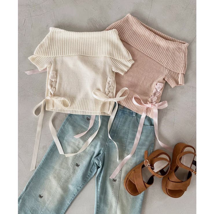 レースアップオフショルニット | MAJESTIC LEGON  | 詳細画像34 