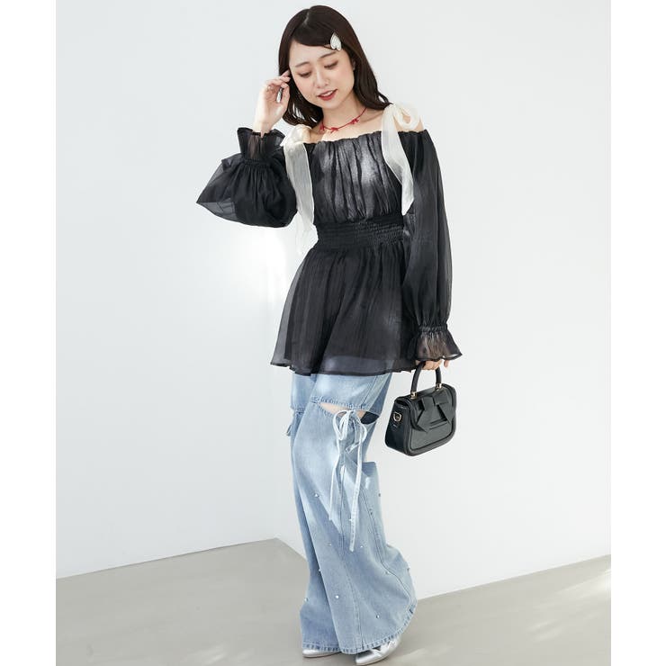 ショルダーリボンオフショルチュニック | MAJESTIC LEGON  | 詳細画像29 