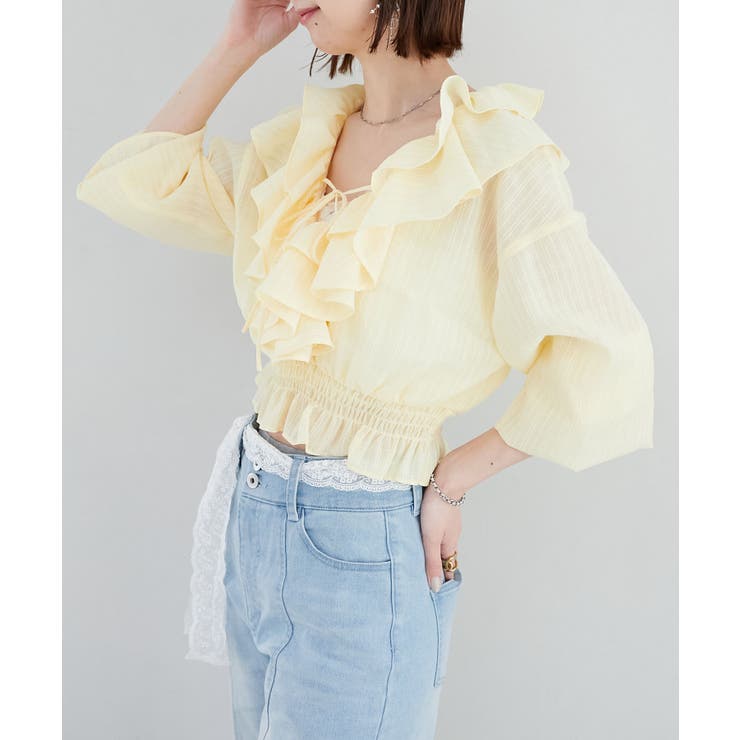 フロントリボンシアーフリルブラウス | MAJESTIC LEGON  | 詳細画像13 