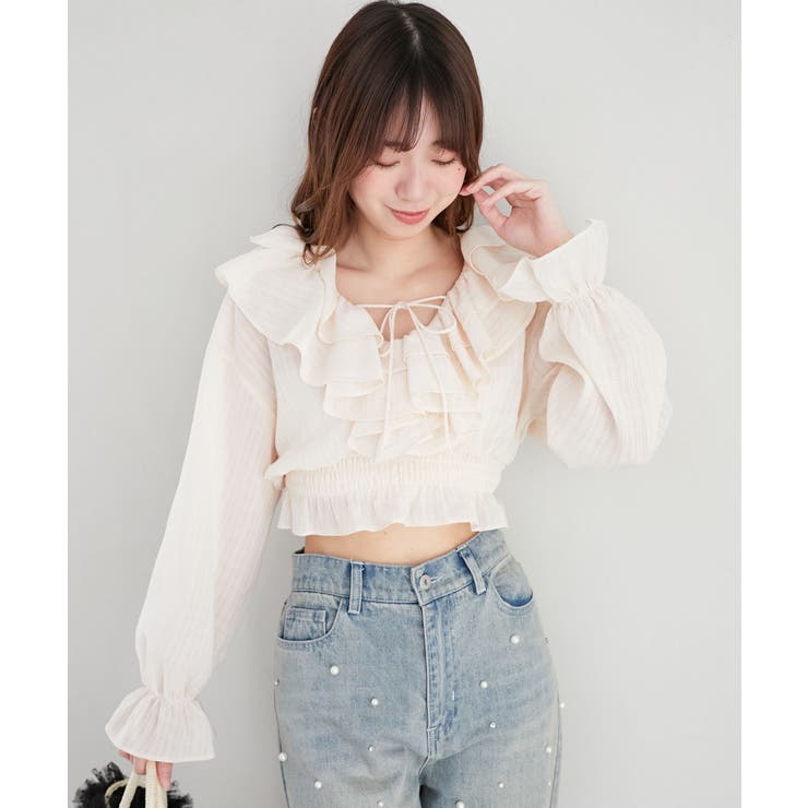 フロントリボンシアーフリルブラウス | MAJESTIC LEGON  | 詳細画像19 