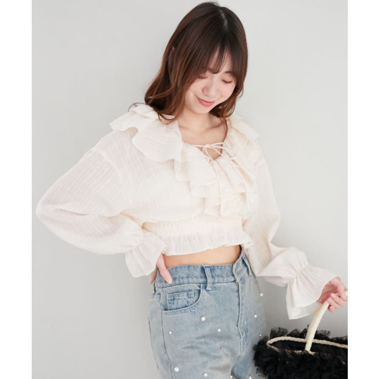 フロントリボンシアーフリルブラウス | MAJESTIC LEGON  | 詳細画像20 