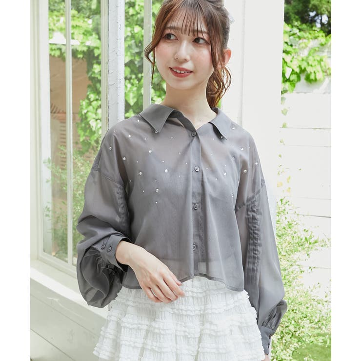 Ｃ／グレー | キラキラドロストシアーシャツ | MAJESTIC LEGON 