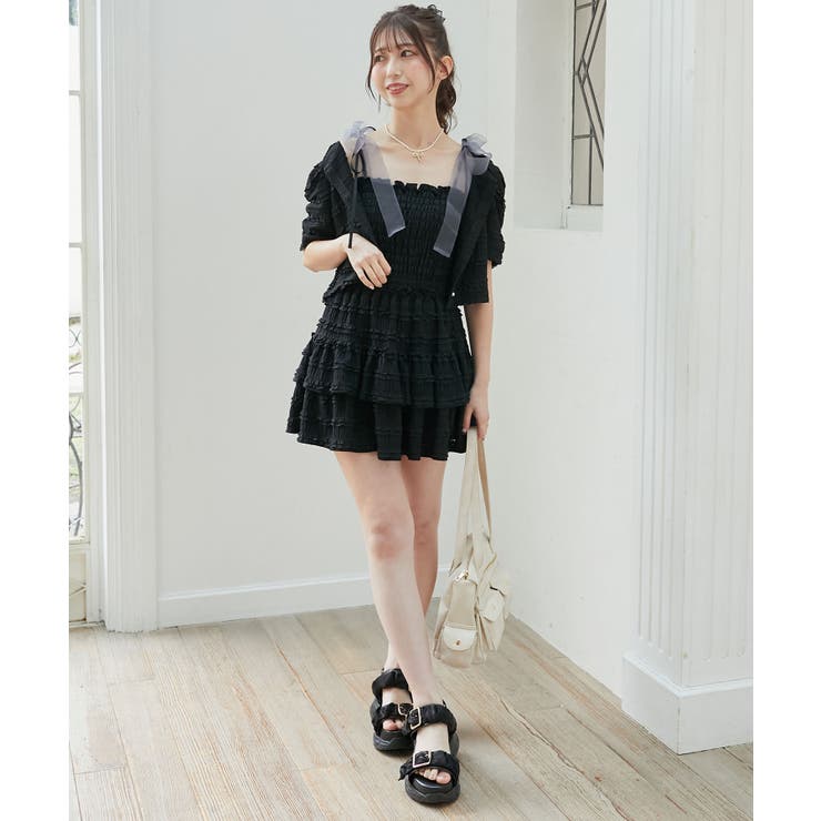 ブラック | カットレースフリルミニスカパン | MAJESTIC LEGON 