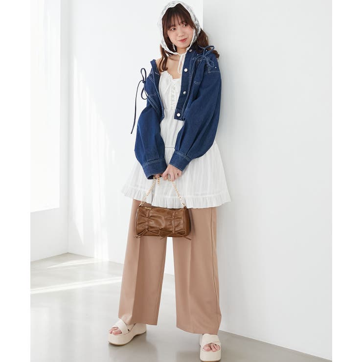 キャメル | センタープレスタックワイドパンツ | MAJESTIC LEGON 