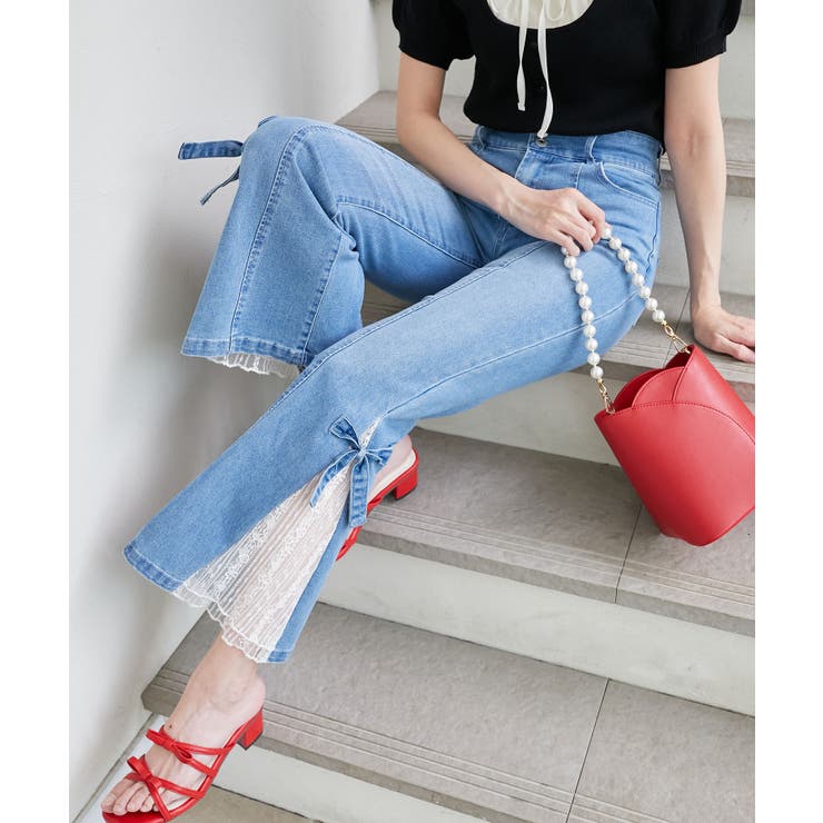 ◎レースベルトセット裾リボンデニム | MAJESTIC LEGON  | 詳細画像9 