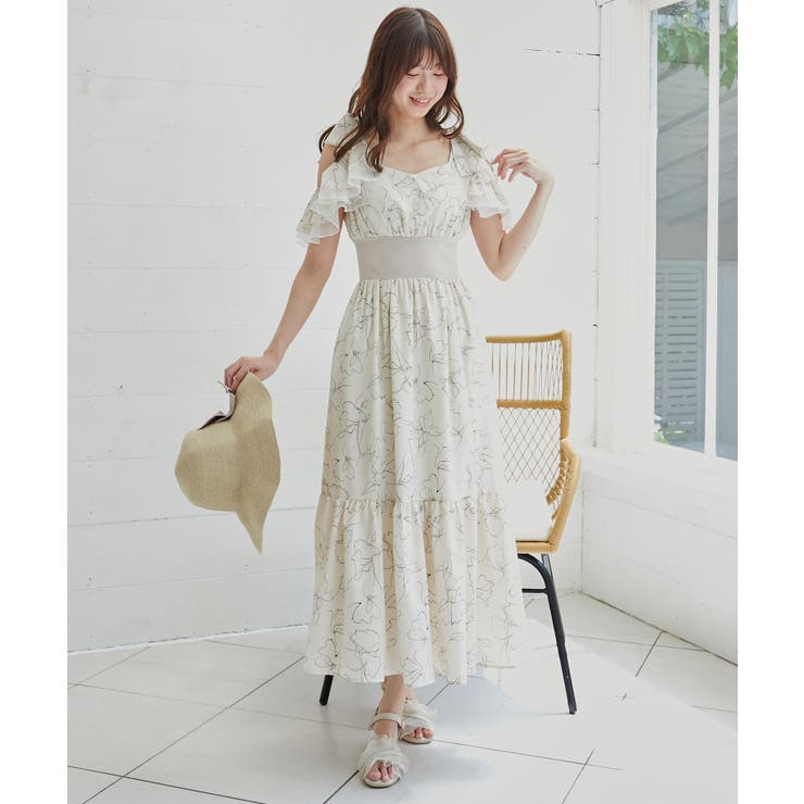 アイボリー柄 | ∞フリルリボンコルセットワンピース | MAJESTIC LEGON 