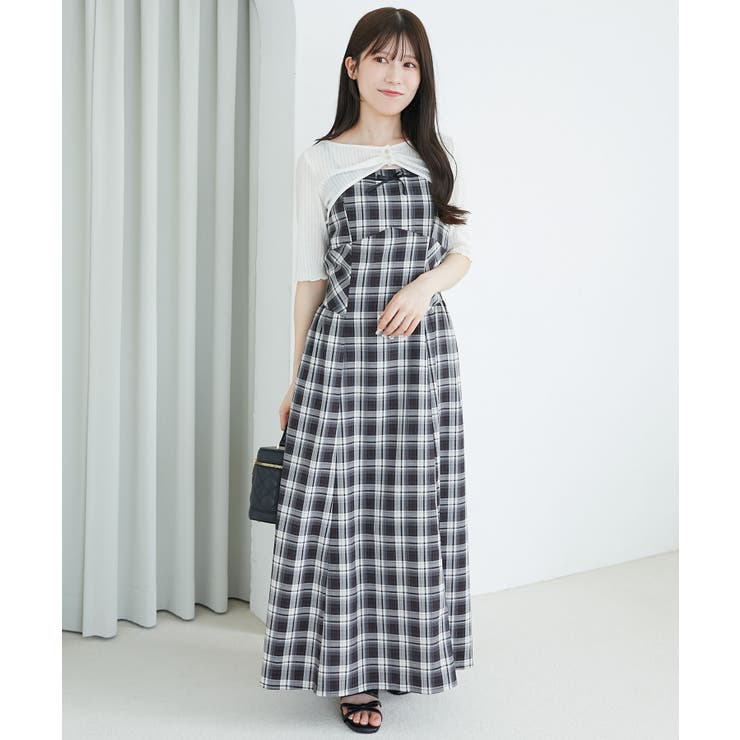 ブラック柄 | トップスセットデコルテオープンワンピ | MAJESTIC LEGON 