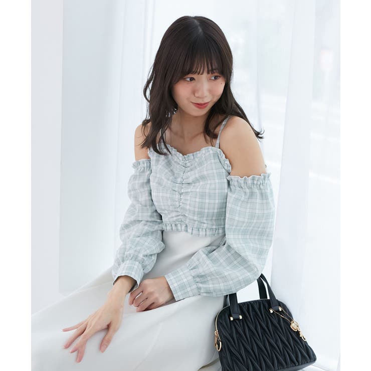 グリーン柄 | 2way肩リボンドッキングワンピ | MAJESTIC LEGON 