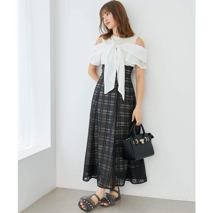 ブラック柄 | ウエストきゅっとリボンワンピース | MAJESTIC LEGON 