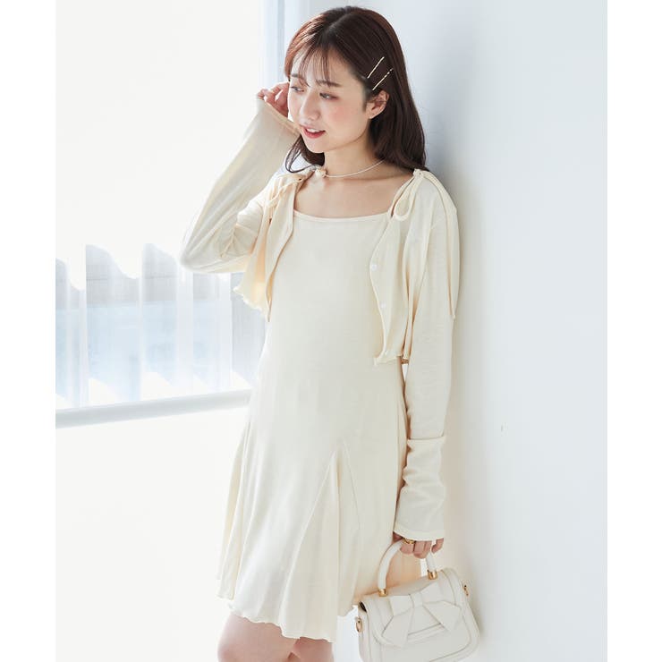 アイボリー | カーデセット肩リボンキャミワンピ | MAJESTIC LEGON 