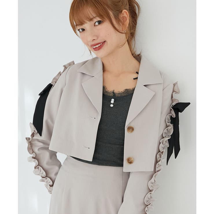 アイボリー | ブローチセットホイップフリルジャケット | MAJESTIC LEGON 