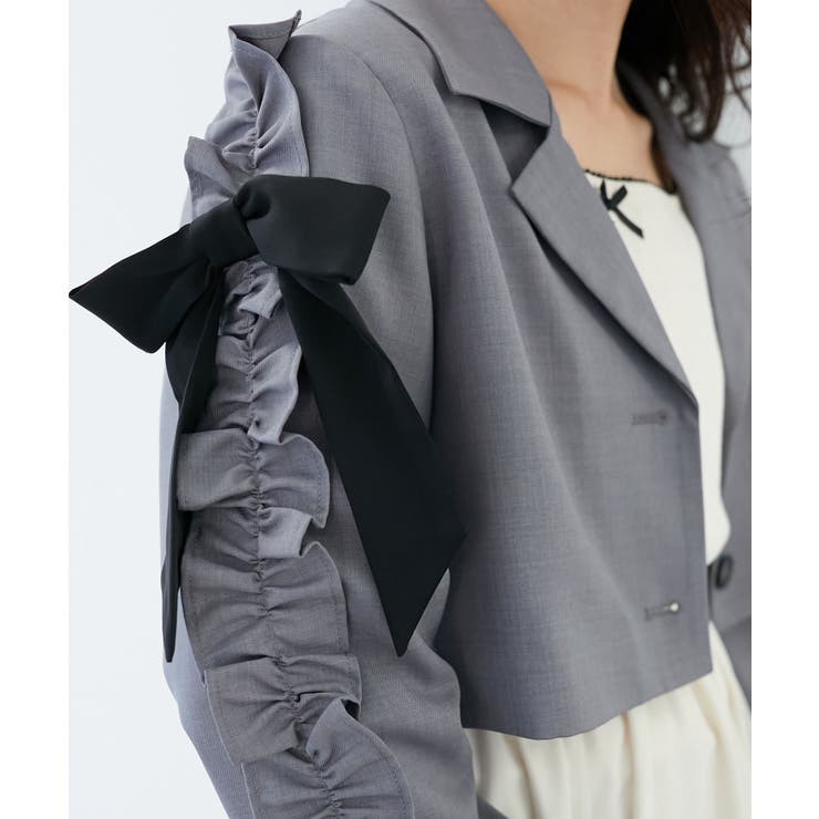 グレー | ブローチセットホイップフリルジャケット | MAJESTIC LEGON 