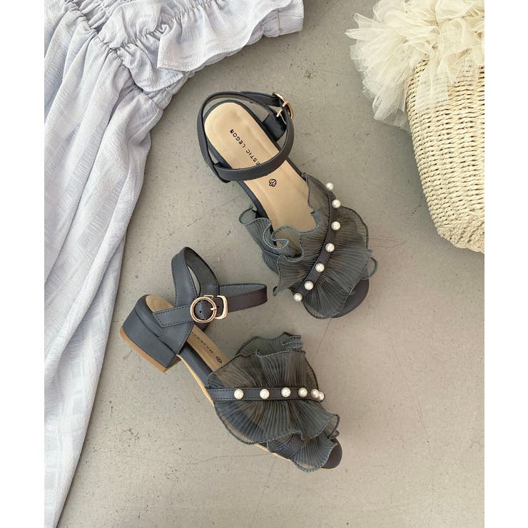 グレー | パールシアーフリルサンダル | MAJESTIC LEGON 