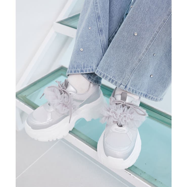 シルバー | 取り外しできるフリルスニーカー | MAJESTIC LEGON 