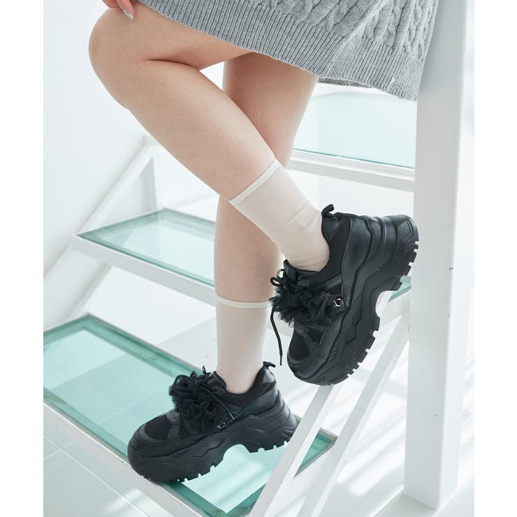 ブラック | 取り外しできるフリルスニーカー | MAJESTIC LEGON 