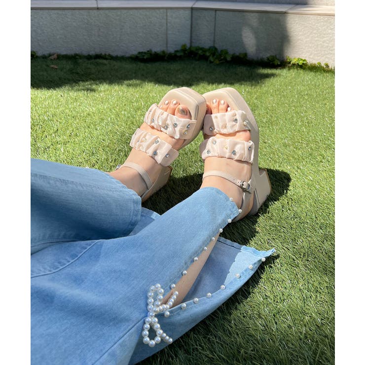 ベージュ | シアービジュー厚底サンダル | MAJESTIC LEGON 