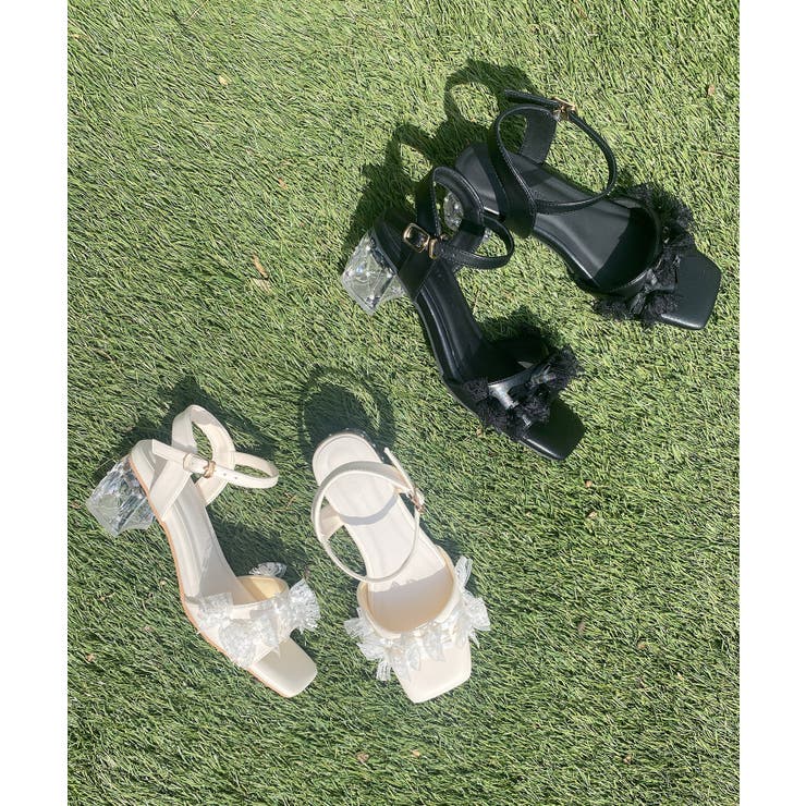 アイボリー | パールクリアヒールリボンサンダル | MAJESTIC LEGON 