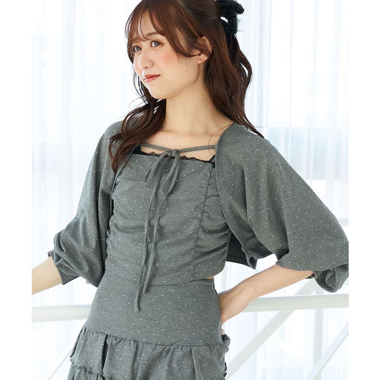 Ｃ／グレー | ラインストーンキャミ＆ボレロセット | MAJESTIC LEGON 