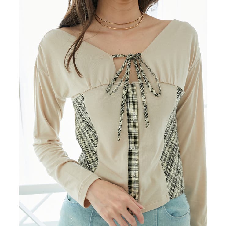 バイカラーチェックトップス | MAJESTIC LEGON  | 詳細画像8 