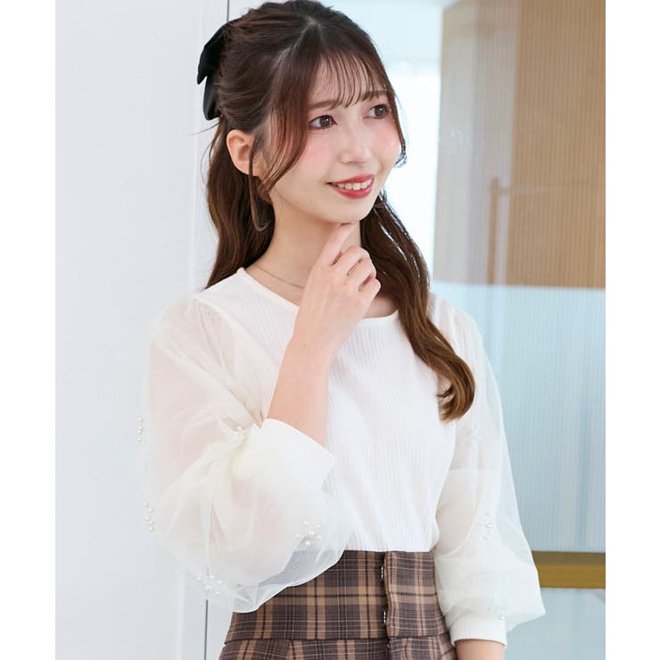 パールチュールスリーブ長袖トップス | MAJESTIC LEGON  | 詳細画像6 