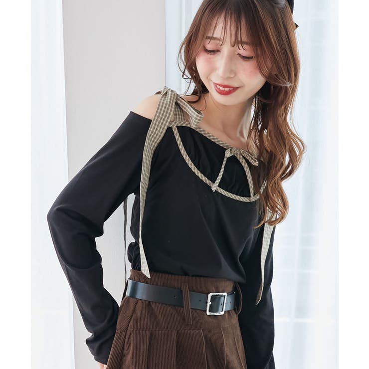 肩リボンチェックバイカラートップス | MAJESTIC LEGON  | 詳細画像13 