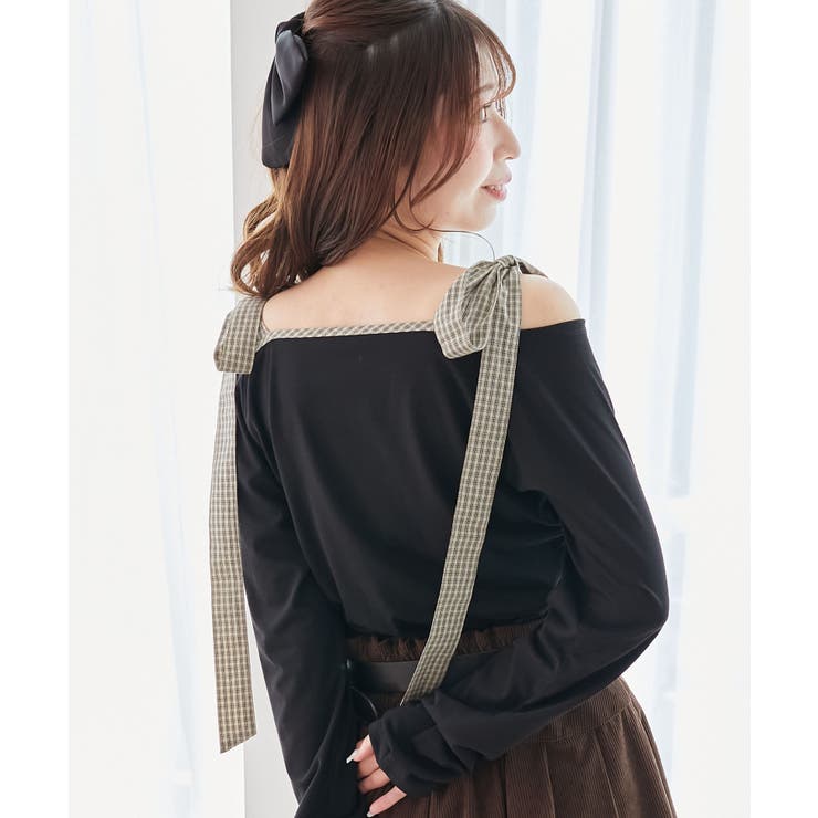 肩リボンチェックバイカラートップス | MAJESTIC LEGON  | 詳細画像14 