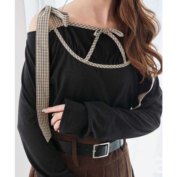 肩リボンチェックバイカラートップス | MAJESTIC LEGON  | 詳細画像15 