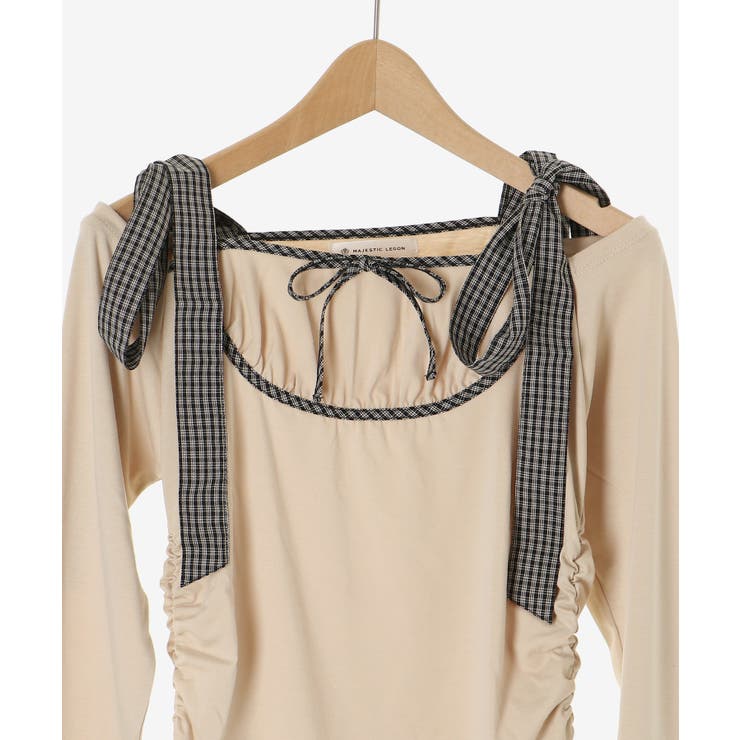 肩リボンチェックバイカラートップス | MAJESTIC LEGON  | 詳細画像19 