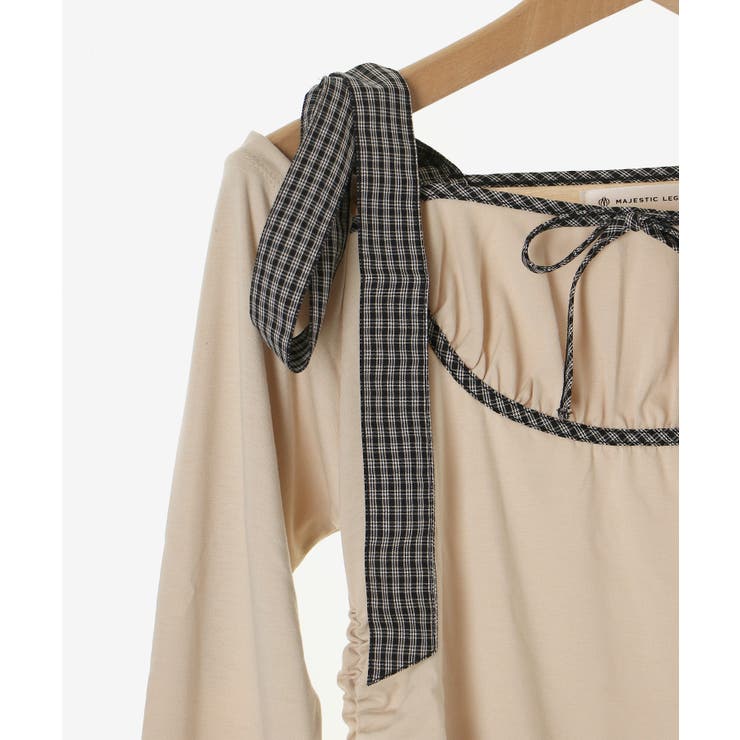 肩リボンチェックバイカラートップス | MAJESTIC LEGON  | 詳細画像21 