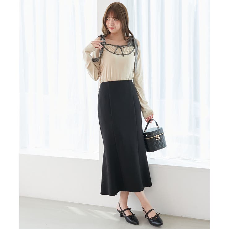 肩リボンチェックバイカラートップス | MAJESTIC LEGON  | 詳細画像3 