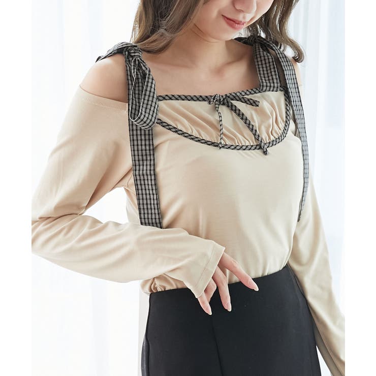 肩リボンチェックバイカラートップス | MAJESTIC LEGON  | 詳細画像6 