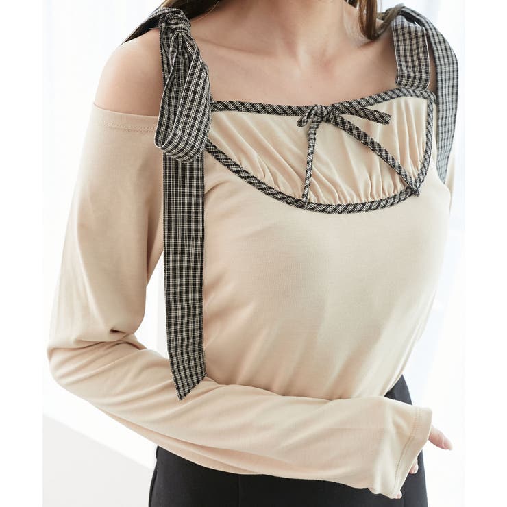 肩リボンチェックバイカラートップス | MAJESTIC LEGON  | 詳細画像8 