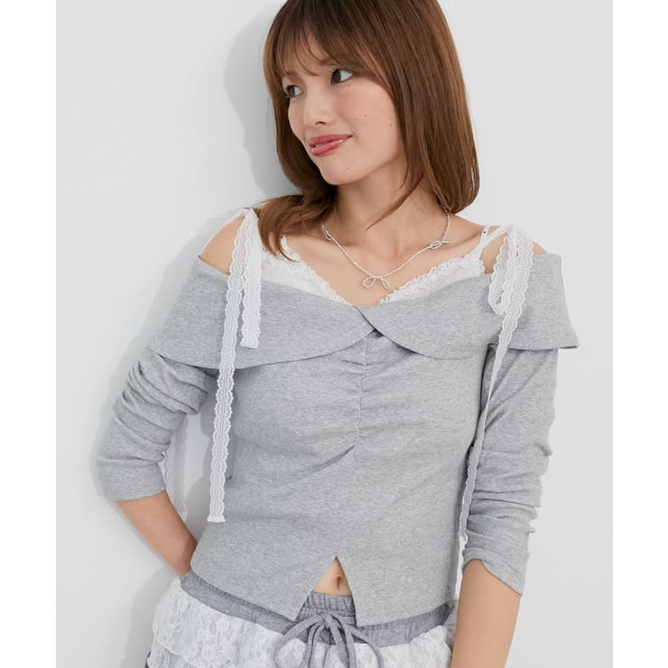 肩リボンレースドッキングトップス | MAJESTIC LEGON  | 詳細画像12 