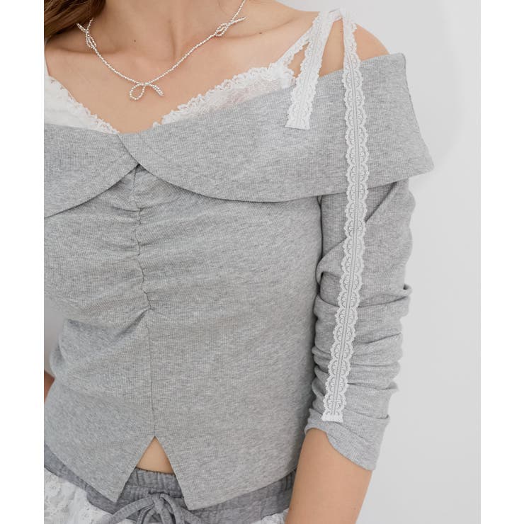 肩リボンレースドッキングトップス | MAJESTIC LEGON  | 詳細画像15 