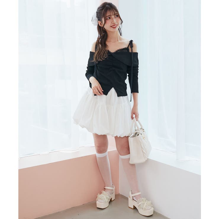 肩リボンレースドッキングトップス | MAJESTIC LEGON  | 詳細画像16 