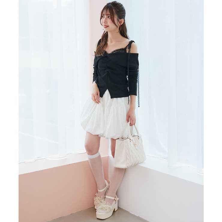 肩リボンレースドッキングトップス | MAJESTIC LEGON  | 詳細画像17 