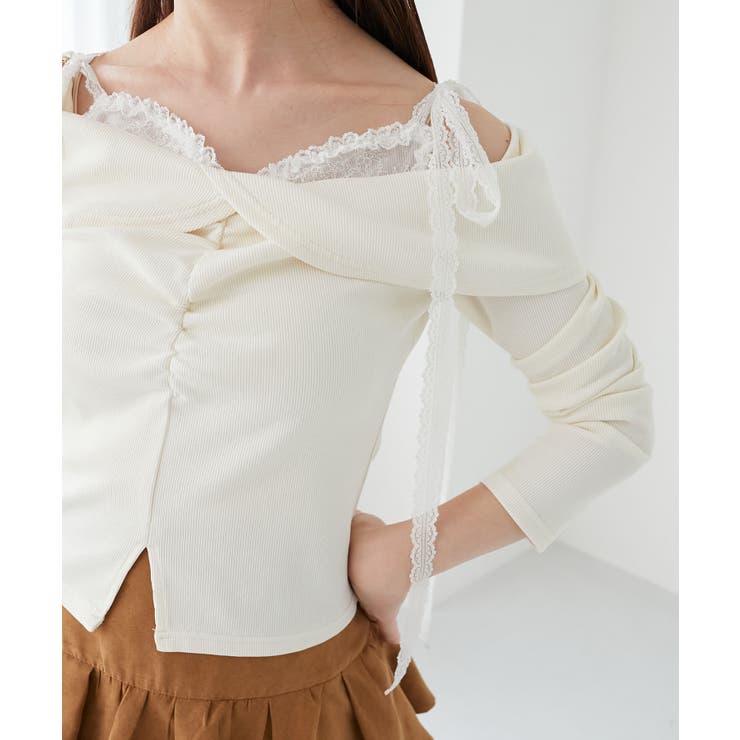 肩リボンレースドッキングトップス | MAJESTIC LEGON  | 詳細画像8 