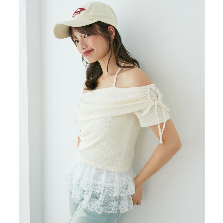 アイボリー | 裾レースオフショルトップス | MAJESTIC LEGON 