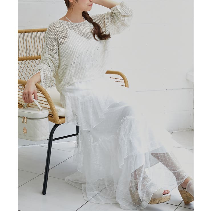 アイボリー | キラキラメッシュニット | MAJESTIC LEGON 