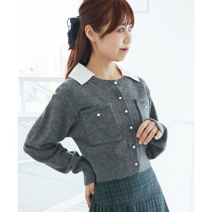 取り外し襟付きニットカーデ | MAJESTIC LEGON  | 詳細画像21 