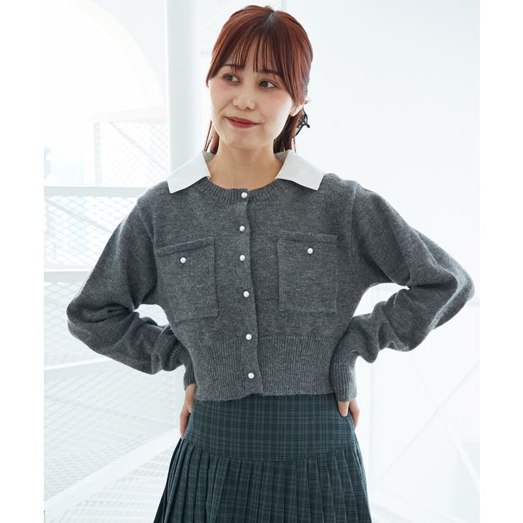 Ｃ／グレー | 取り外し襟付きニットカーデ | MAJESTIC LEGON 