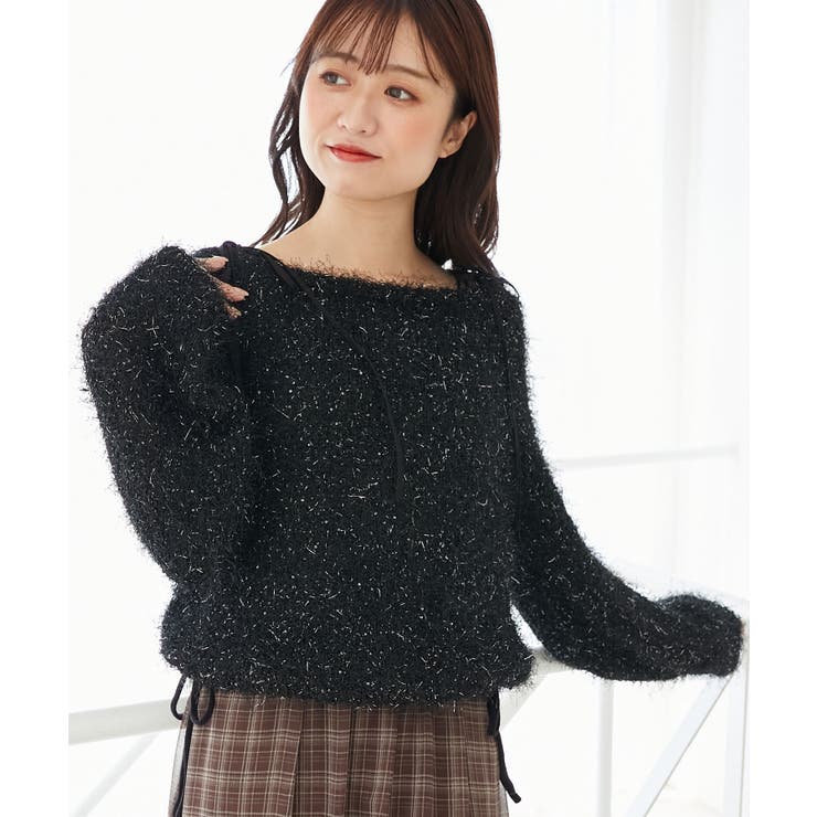 ブラック | ふわふわシャイニールーズニット | MAJESTIC LEGON 