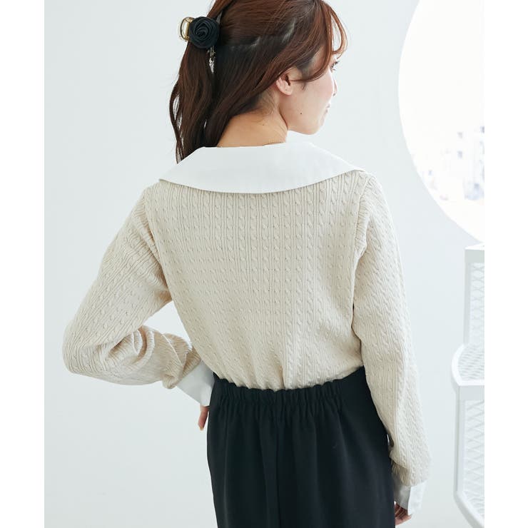 デコルテオープンバイカラー襟ニット | MAJESTIC LEGON  | 詳細画像14 