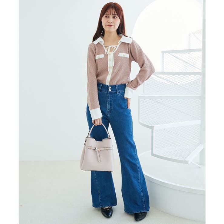 デコルテオープンバイカラー襟ニット | MAJESTIC LEGON  | 詳細画像16 