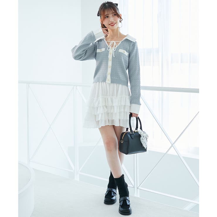 デコルテオープンバイカラー襟ニット | MAJESTIC LEGON  | 詳細画像21 